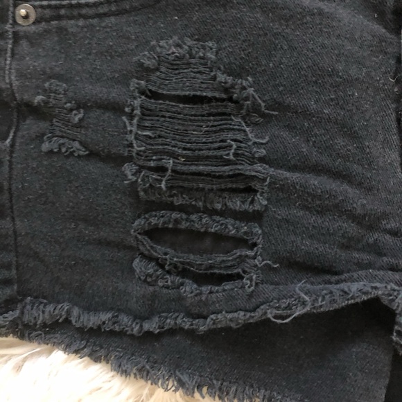 Mudd Black Denim Jean Shorts Cut-Offs Distressed - Picture 5 of 7